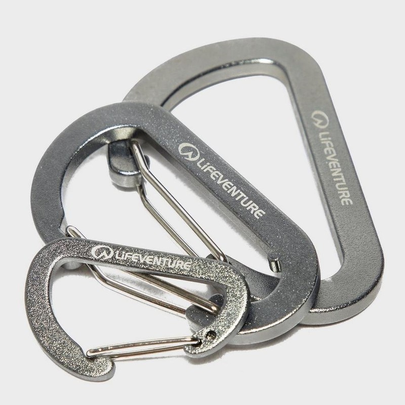 Lifeventure Ultralight Non-locking Karabiners (3-Pack), Aluminum Alloy Wiregate Fastening High