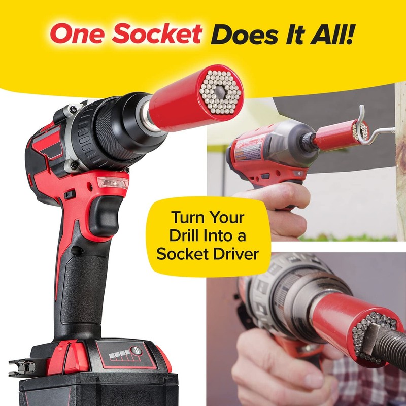 Red Dog Socket w/Drill Adapter, Fits Most Nuts & Bolts,