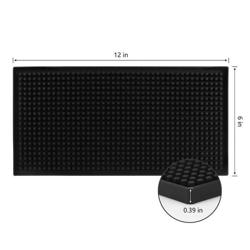 Xibany Bar Mat 6" x 12" PVC Small Black, Essentials