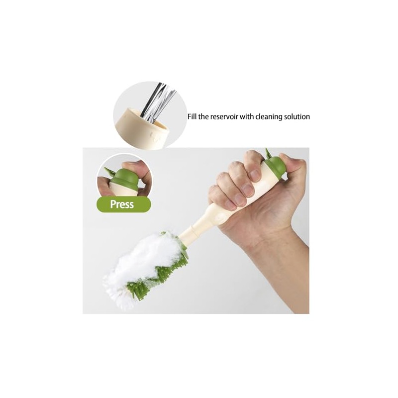 Baby Bottle Cleaning Kit - Liquid-Dispensing Brush System with Nipple