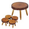 Dollhouse Wood Round Dining Table Chair Mini Miniature Dollhouse Furniture