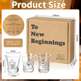 Roshtia 3 Pcs Highland Cow Shot Glass Set To New Beginnings Gifts 1.5oz Exquisite Glass Wine with Inspirational Gift Box for a New Housewarming, Promotion, or Graduation Party