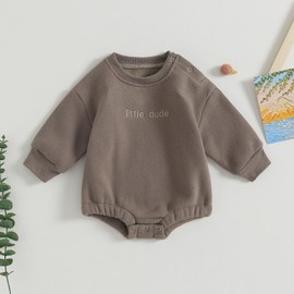 VISGOGO Newborn Infant Baby Boy Oversized Romper Sweater Onesie Coming Home Outfit Neutral Clothes (Mocha, 3-6 Months)
