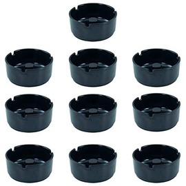 GVK ECO Set of 10 Melamine Ashtrays Diameter 10 cm Black