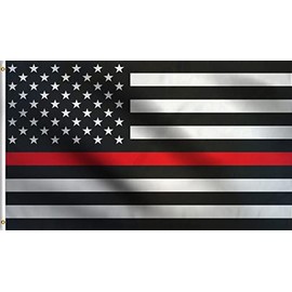 DMSE Thin Red Line Firefighters Fire Red Line Flag 2X3 Ft Foot 100% Polyester 100D Flag UV Resistant (2' X 3' Foot)