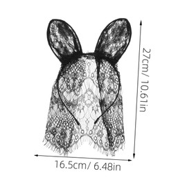 BESPORTBLE Lace Rabbit Ear Headband for Women Stylish Bunny Ear Veil Hairband with Lace Mask for Parties Festivals and Special Occasions Comfortable Fashion Accessory