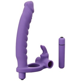 Frisky Purple Double Delight Dual Penetration Vibrating Rabbit Cock Ring