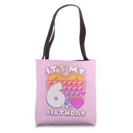 Pop-it Birthday Girl 6 years old, Push it Pop Fidget Bubble Tote Bag