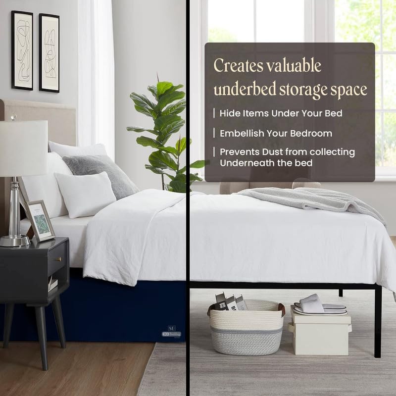SGI 12 Inch Drop King Size Navy Blue Solid Bed