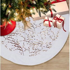 Bomiclss Christmas Tree Skirt, 36" Base Cover For Christmas Tree Round base Mat for Your Christmas Tree for Christmas Decorations & New Year Party Holiday Home Decorations (Gold, Branches)