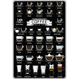 AGDeko® Tin Sign Coffee 38 Ways to Make a Perfect Size 30 x 20 cm
