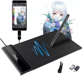 VEIKK Tableta Gráfica S640, 6,5x4 Pulgadas Tableta de Dibujo Portátil Ultra Delgadas,Tableta Grafica para Linux, Windows, Mac OS, Linux, Chrome OS,Android, OSU Gaming