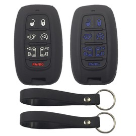 kcpros 2Pcs Rubber Silicone 7 Buttons Remote Smart Key Fob Cover Case Protector Keyless with Keychain Compatible with Chrysler Pacifica Voyager