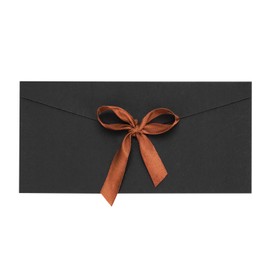 Pack of 10 Coloured Envelopes Pearlescent Paper Gift Cards with Bow Retro Blank Envelopes with Ribbons Invitation Cards Wedding Christmas Festival Envelope Black Beautiful
