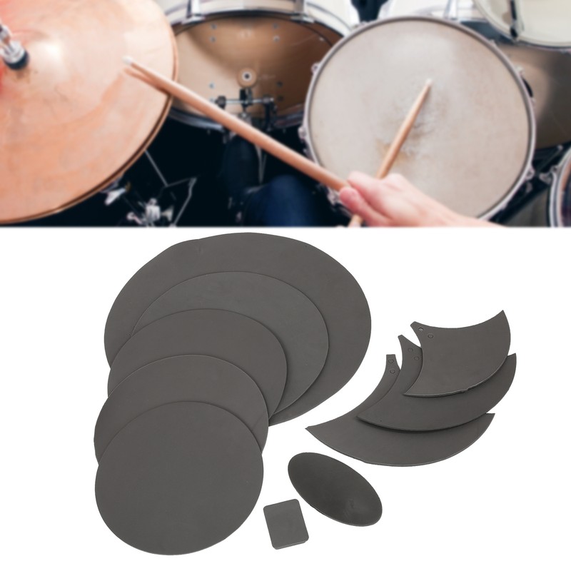 10Pcs Drum Mute Pad Volume Reduction Rubber Practice Silencer Mat