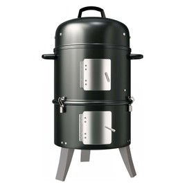 GasOne Vertical Smoker with Thermometer – 16 Inch Heavy Duty Charcoal Smoker – Multipurpose Charcoal BBQ Grill Smoker for Outdoor, Camping – Easy Assembly, 2 Access Doors Grill with Smoker