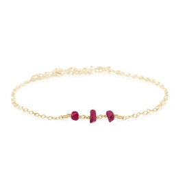 Ruby Beaded Chain Anklet in 14k Gold Fill