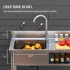 Outdoor Utility Sink 39 Inch, Deep Stainless Steel Sink, Free