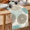 Green Yellow Dahlia Summer Table Runner, Washable Flowers Table Runner,