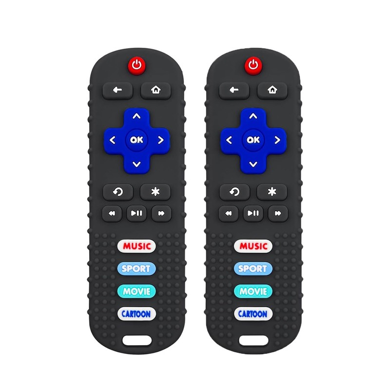 2 Pack Remote Control Shape Teether for Baby,Babies Toy, TV