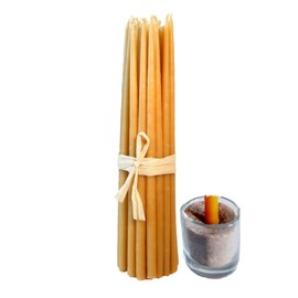 100% Beeswax 4-Hour Candles Organic Hand Made - 11 Inches Tall, 3/8 Inch Thick (Set of 36)