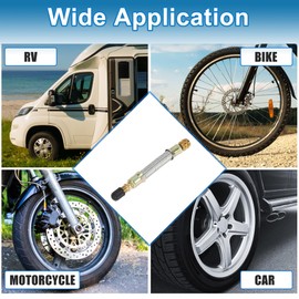 A ABSOPRO Tire Valve Stem Air Inflation Adaptor Durable 100mm Long Tire Valve Extension Pure Copper Stainless Steel Silver Tone