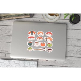 StickerManiac Cute Sushi Stickers - Vinyl Decals for Laptops, Water Bottles, Journals & More
