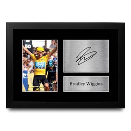 HWC Trading A4 FR Bradley Wiggins Gifts Printed Autograph Picture for Cycling Memorabilia Fans Signed - A4 Framed