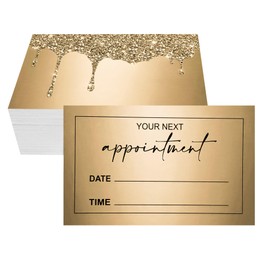RXBC2011 Golden Glitter Drips Appointment Cards for Beauty Makeup Hair Nail Salon Barber Shop Restaurants Therapist 2x3.5 inches Pack of 100