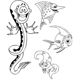 Design With Vinyl Artwork Fish Cute EEL Goldfish Anglefish Fish Tank Wall Decal for Children - Queen of Tropical Fish Themed Décor - Size: 9 in x 11 in