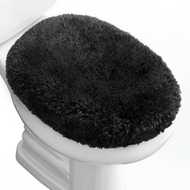 Baahrnom Luxury Soft Microfiber Toilet Lid Cover Machine Washable Solid Toilet Seat Cover 17.5" x 15" Adjustable Rubber Backing Fits Most 16-17.5" L x 14-16" W Round Oblong and Elongated Toilet Seat