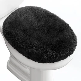 Baahrnom Luxury Soft Microfiber Toilet Lid Cover Machine Washable Solid Toilet Seat Cover 17.5" x 15" Adjustable Rubber Backing Fits Most 16-17.5" L x 14-16" W Round Oblong and Elongated Toilet Seat