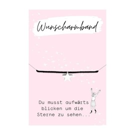 Wish Bracelet "Star" Silver/Make a Wish/Lucky Bracelet, Nylon / brass