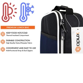 OPUX Premium Insulated Lunch Box | Soft Leakproof School Lunch Bag for Kids, Boys, Girls | Thermal Reusable Work Lunch Pail Cooler for Adult Men, Women, Office Fits 6 Cans (Navy)