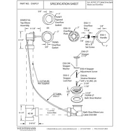 Westbrass Sch. 40 ABS 27 in. Cable Drive Bath Waste, Matte Black, D50A27-62