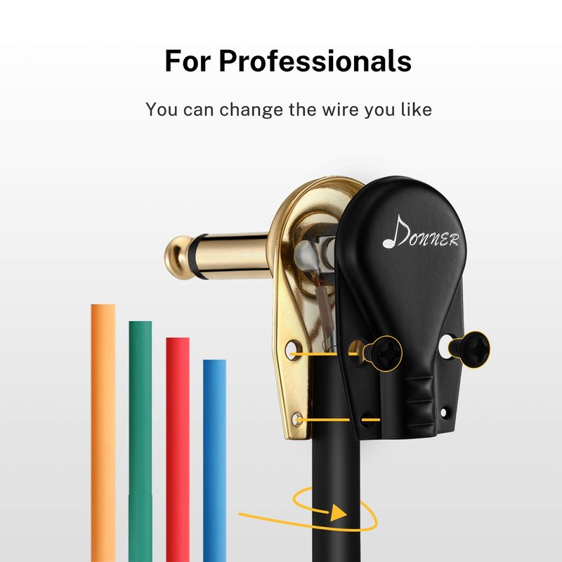 Donner Guitar Patch Cables Right Angle, 12 Inch Effect Pedal