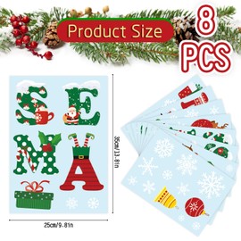 Whaline 8 Sheet Christmas Door Stickers Decor Merry Christmas Large Gnome Snowflake Door Decals for Refrigerator Wall Window Front Porch Door Decoration Supplies