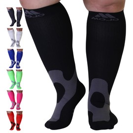Medical Compression Socks 20-30mmHg for Women and Men Plus Size - Wide Calf Compression Stockings, Black, 4X-Large