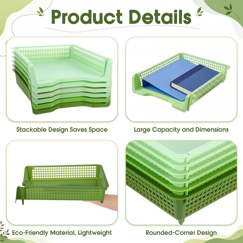 Bokon Sage Green 6 Pack Classroom Turn in Trays, Stackable