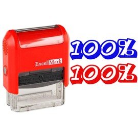 ExcelMark Self-Inking Rubber Teacher Grading Stamp - 100%