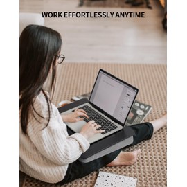 ZEAPTAC Portable Lap Laptop Desk with Pillow Cushion, Fits up to 15.6 inch Laptop, Lap Stand for Bed & Couch & Carpet, Book Tablet/Drawing Board/Computer Laptop Stand - Black