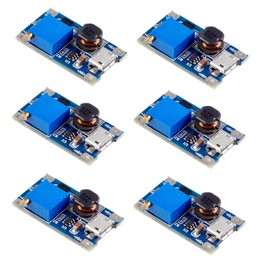 LAOMAO 6Pcs DC-DC Step Up Converter 2V-24V to 5V-26V 2A Micro USB Voltage Regulator Boost Power Module Compatible for Arduino
