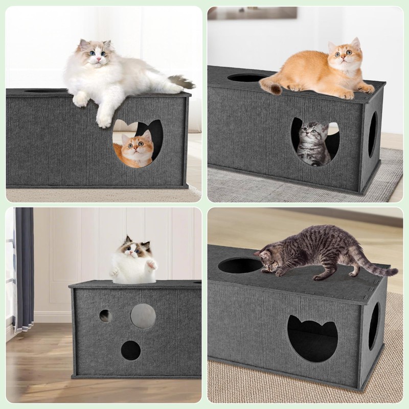 Cat Tunnel for Indoor Cats, DIY Transformable Cat Hideaway Cave,