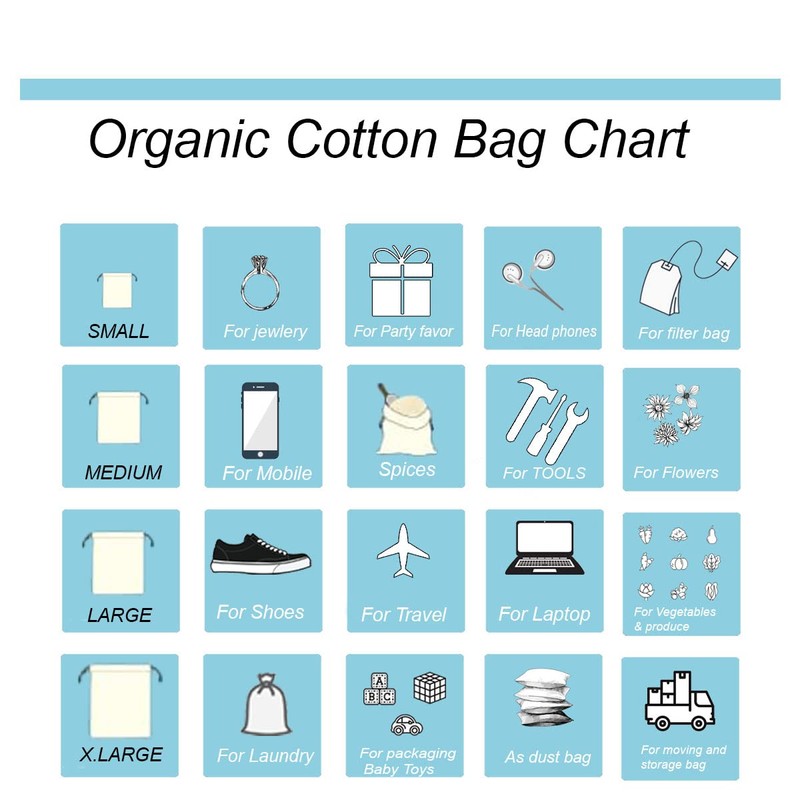 ecomuslinbags 4x6 inches Natural Cotton Double Drawstring Reusable Produce Muslin