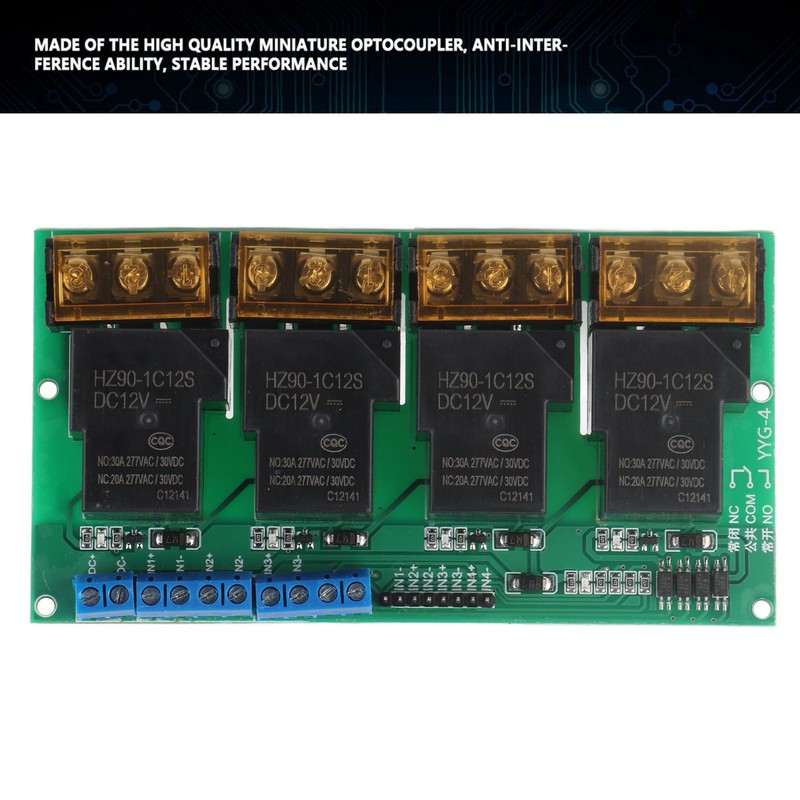 High Power Four Way Relay Module Control Panel Optocoupler Isolation