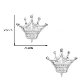 5PCS 30inch Silver Crown Balloons Crown Shaped Foil Mylar Balloons for Baby Shower Kids' Girls Wedding Birthday Party Decorations