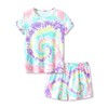 Tebbis Trendy Tie Dye Spiral Pajamas for Girls 2-Piece Soft