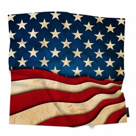 Xuwenz Hair Scarf America Flag Lightweight Silk Feel Like Gold Star Wave America National Day 35x35 Inch