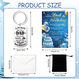 HOWAF Dad Birthday Card, Father Birthday Card & Keyring Engraved for Father Gifts, Daddy Dad Gifts from Daughter Son