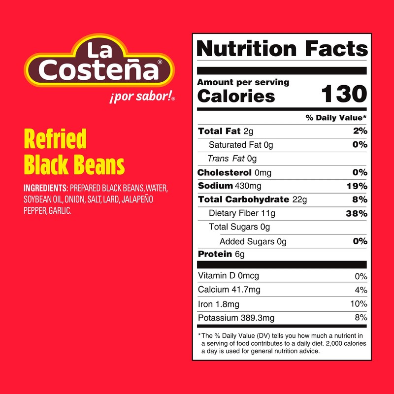 La Costeña Refried Black Beans - Ready-to-Eat Canned Refried Beans